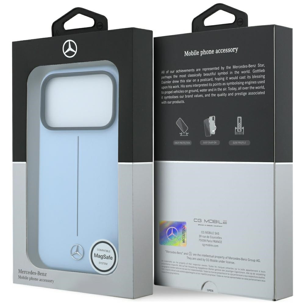 Mercedes Benz iPhone 17 Pro Max/iPhone 18 Pro Max Kuori Leather Iconic Line Sininen