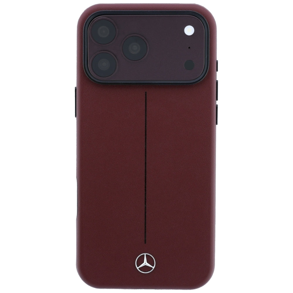 Mercedes Benz iPhone 17 Pro Max/iPhone 18 Pro Max Kuori Leather Iconic Line Burgundy
