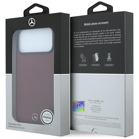 Mercedes Benz iPhone 17 Pro Max/iPhone 18 Pro Max Kuori Leather Iconic Line Burgundy