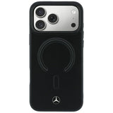 Mercedes Benz iPhone 17 Pro/iPhone 18 Pro Kuori Leather 3D MagSafe Musta