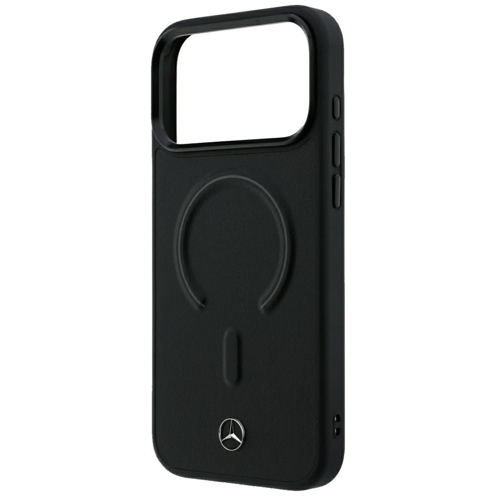 Mercedes Benz iPhone 17 Pro/iPhone 18 Pro Kuori Leather 3D MagSafe Musta