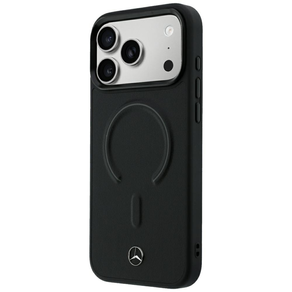 Mercedes Benz iPhone 17 Pro Max/iPhone 18 Pro Max Kuori Leather 3D MagSafe Musta