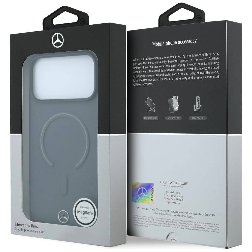 Mercedes Benz iPhone 17 Pro/iPhone 18 Pro Kuori Leather 3D MagSafe Harmaa