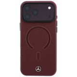 Mercedes Benz iPhone 17 Pro/iPhone 18 Pro Kuori nahkaa, 3D MagSafe, viininpunainen