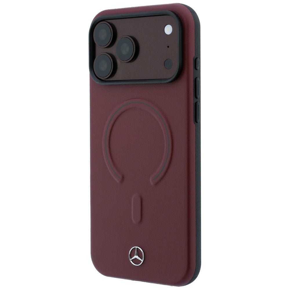 Mercedes Benz iPhone 17 Pro Max/iPhone 18 Pro Max Kuori nahkaa, 3D MagSafe, viininpunainen