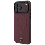 Mercedes Benz iPhone 17 Pro Max/iPhone 18 Pro Max Kuori nahkaa, 3D MagSafe, viininpunainen