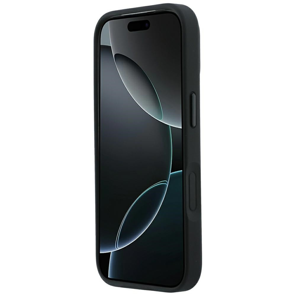 Mercedes Benz iPhone 17 Pro/iPhone 18 Pro Kuori Leather Crossed Lines Musta