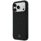 Mercedes Benz iPhone 17 Pro Max/iPhone 18 Pro Max Kuori Leather Crossed Lines Musta
