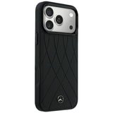 Mercedes Benz iPhone 17 Pro Max/iPhone 18 Pro Max Kuori Leather Crossed Lines Musta