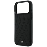 Mercedes Benz iPhone 17 Pro Max/iPhone 18 Pro Max Kuori Leather Crossed Lines Musta
