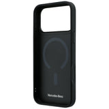 Mercedes Benz iPhone 17 Pro Max/iPhone 18 Pro Max Kuori Leather Crossed Lines Musta