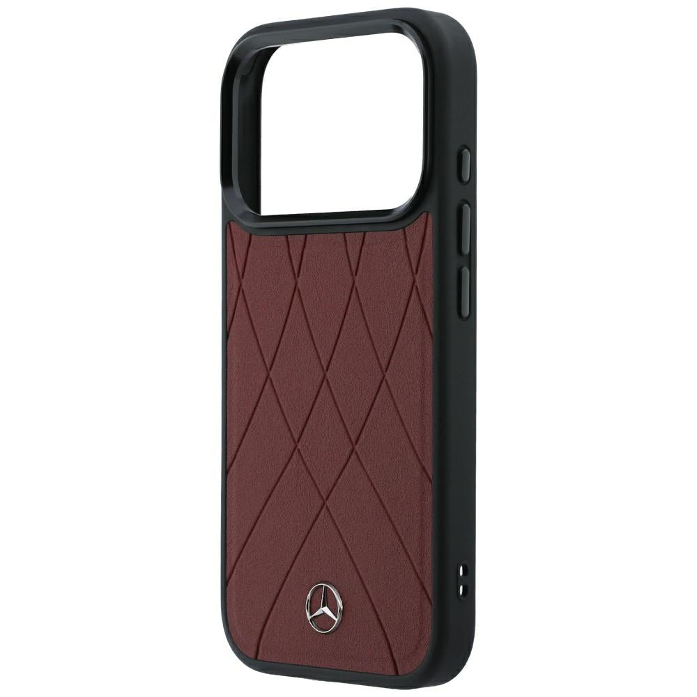 Mercedes Benz iPhone 17 Pro/iPhone 18 Pro Kuori Leather Crossed Lines Burgundy
