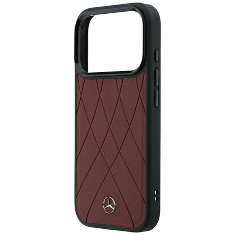 Mercedes Benz iPhone 17 Pro/iPhone 18 Pro Kuori Leather Crossed Lines Burgundy