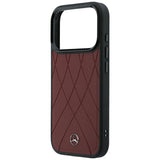 Mercedes Benz iPhone 17 Pro Max/iPhone 18 Pro Max Kuori Leather Crossed Lines Burgundy