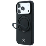 Mercedes Benz iPhone 17 Pro/iPhone 18 Pro -kuori nahkaa, rengasteline, Musta