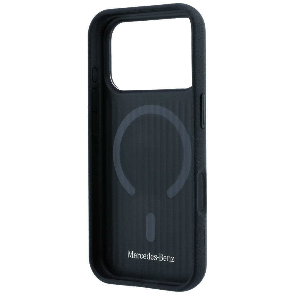 Mercedes Benz iPhone 17 Pro/iPhone 18 Pro -kuori nahkaa, rengasteline, Musta