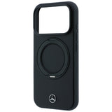 Mercedes Benz iPhone 17 Pro Max/iPhone 18 Pro Max Kuori nahkaa, rengastuki, Musta