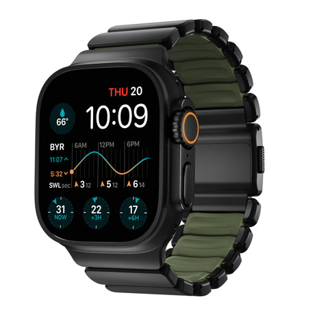 Nomad Apple Watch 45/46mm/Ultra 49mm Ranneke Stratos Band Musta Forest