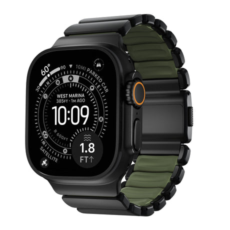 Nomad Apple Watch 45/46mm/Ultra 49mm Ranneke Stratos Band Musta Forest