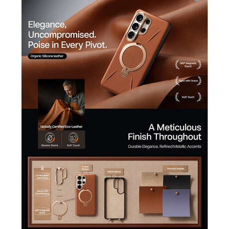 Torras Samsung Galaxy S26 Ultra Kuori Ostand Q3 Vegskin Amber Brown