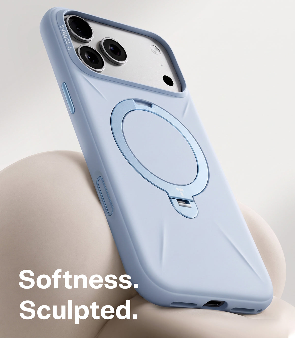 Torras iPhone 18 Pro Max Kuori Ostand Q3 Silicone Sininen