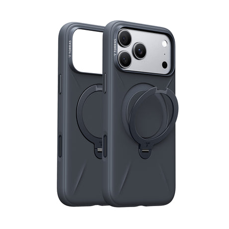 Torras iPhone 18 Pro Kuori Ostand Q3 Silicone Musta