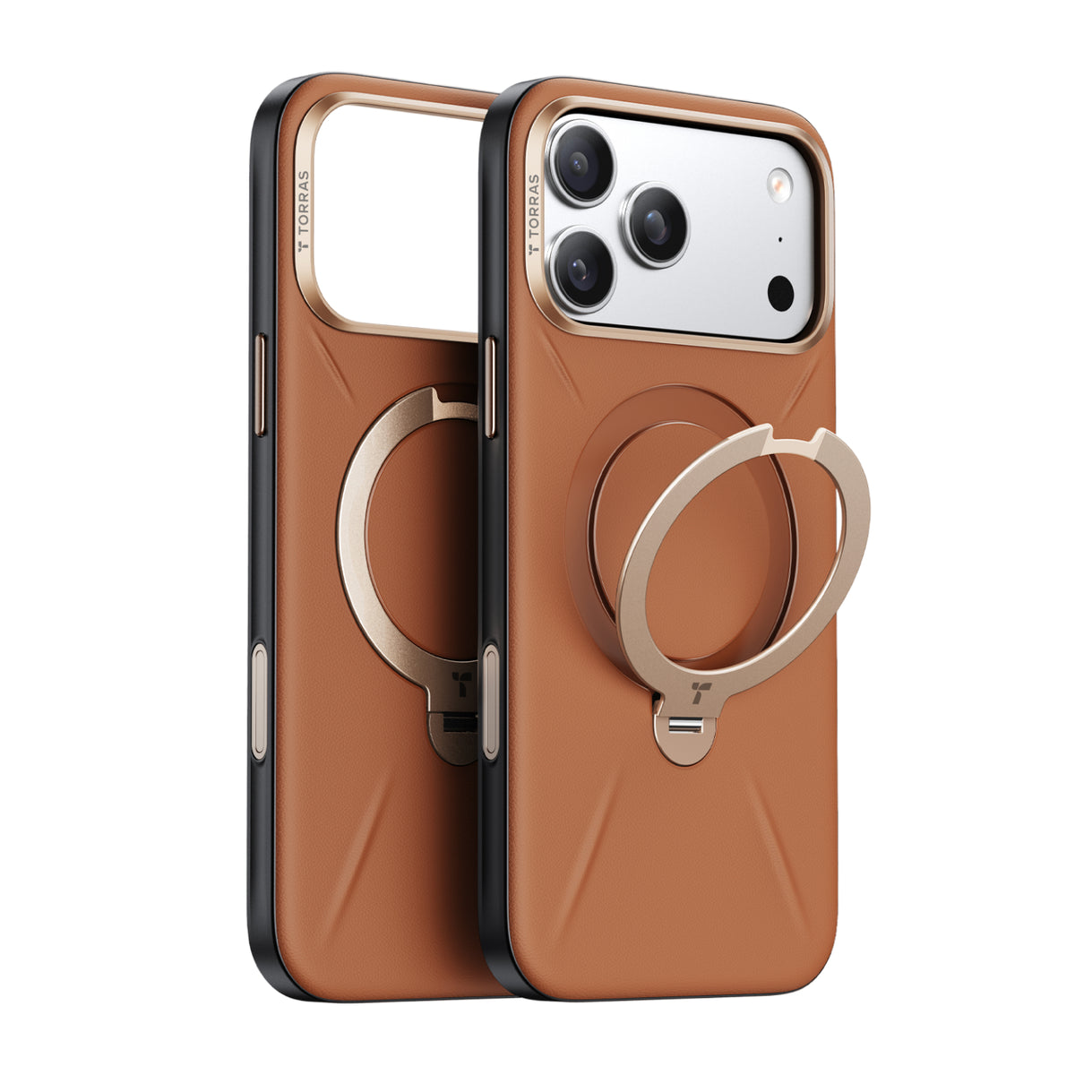Torras iPhone 18 Pro Max Kuori Ostand Q3 Vegskin Amber Brown