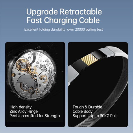 SiGN 65W Snabbladdare GaN med utdragbar USB-C kabel Valkoinen