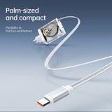 SiGN 65W Snabbladdare GaN med utdragbar USB-C kabel Valkoinen
