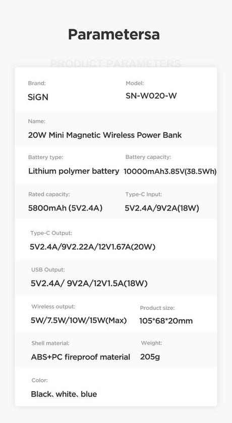 SiGN MagSafe-powerbank 10 000 mAh 20W Valkoinen