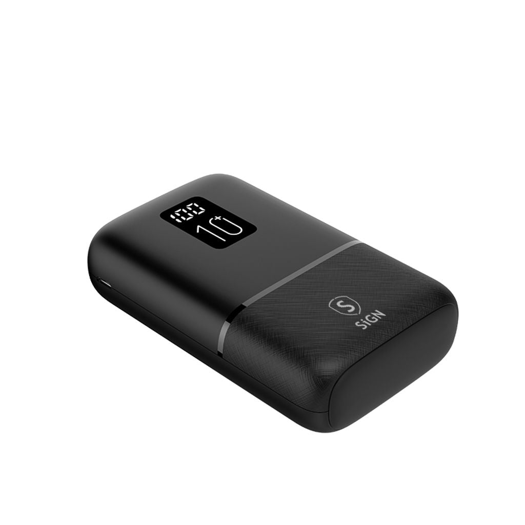 SiGN Mini Powerbank med Display 10 000mAh Musta