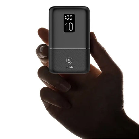SiGN Mini Powerbank med Display 10 000mAh Musta