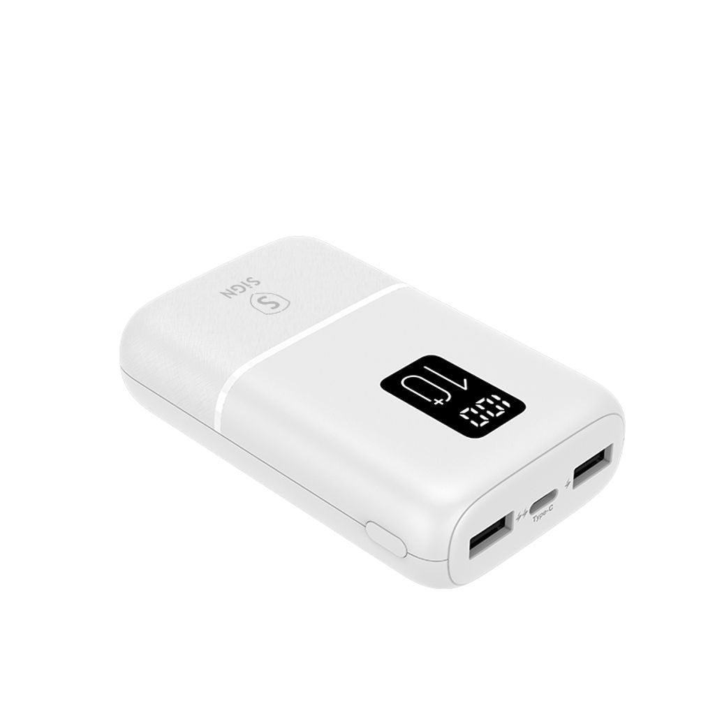 SiGN Mini Powerbank med Display 10 000mAh Valkoinen