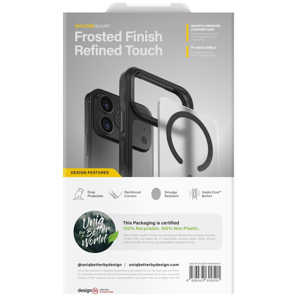 Uniq iPhone 17 Pro/iPhone 18 Pro Kuori Veren MagClick Musta
