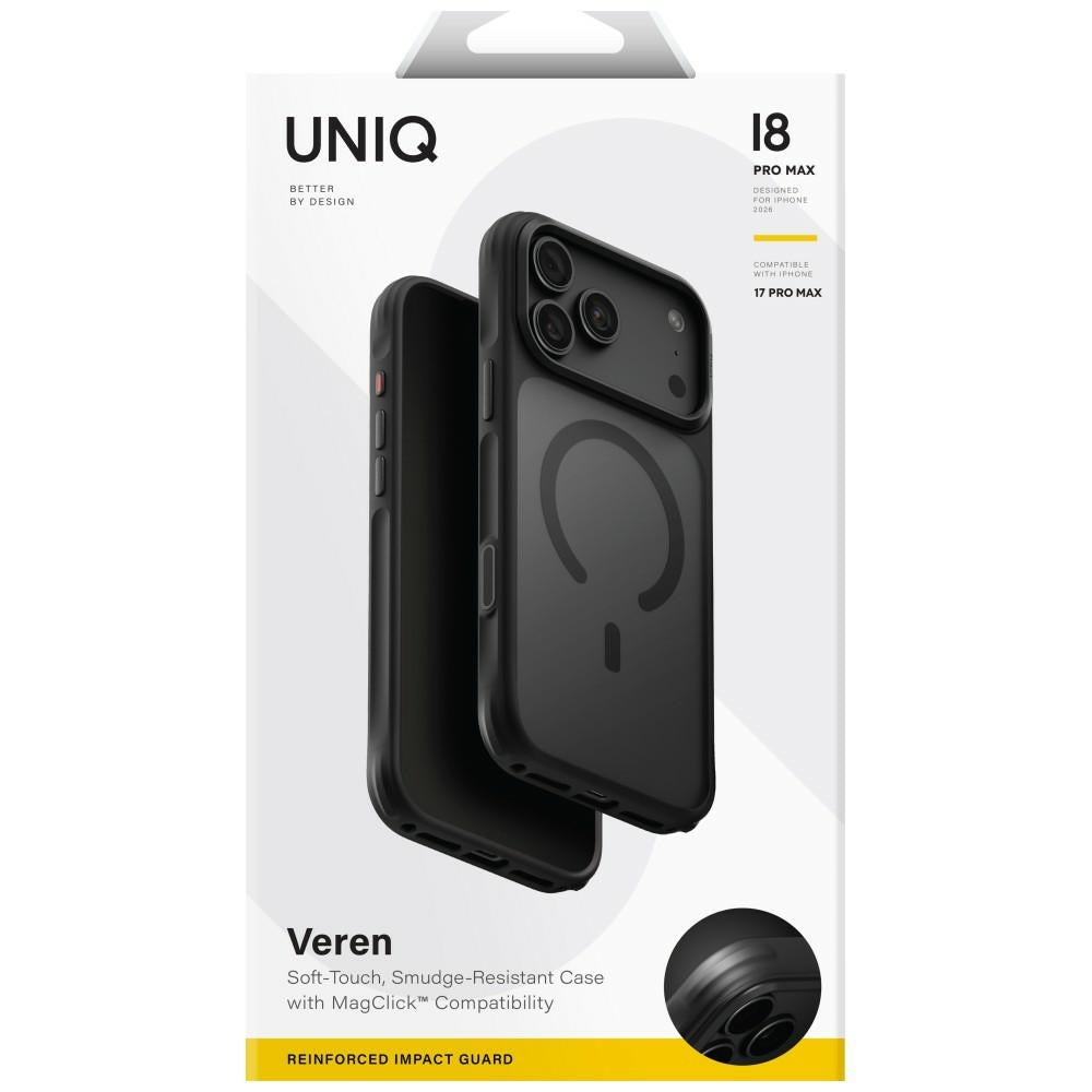 Uniq iPhone 17 Pro Max/iPhone 18 Pro Max Kuori Veren MagClick Musta