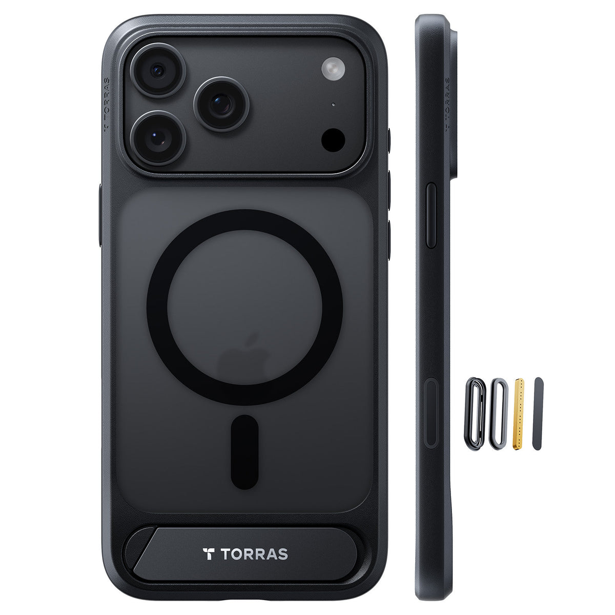 Torras iPhone 18 Pro Max Kuori Ostand L1 Musta