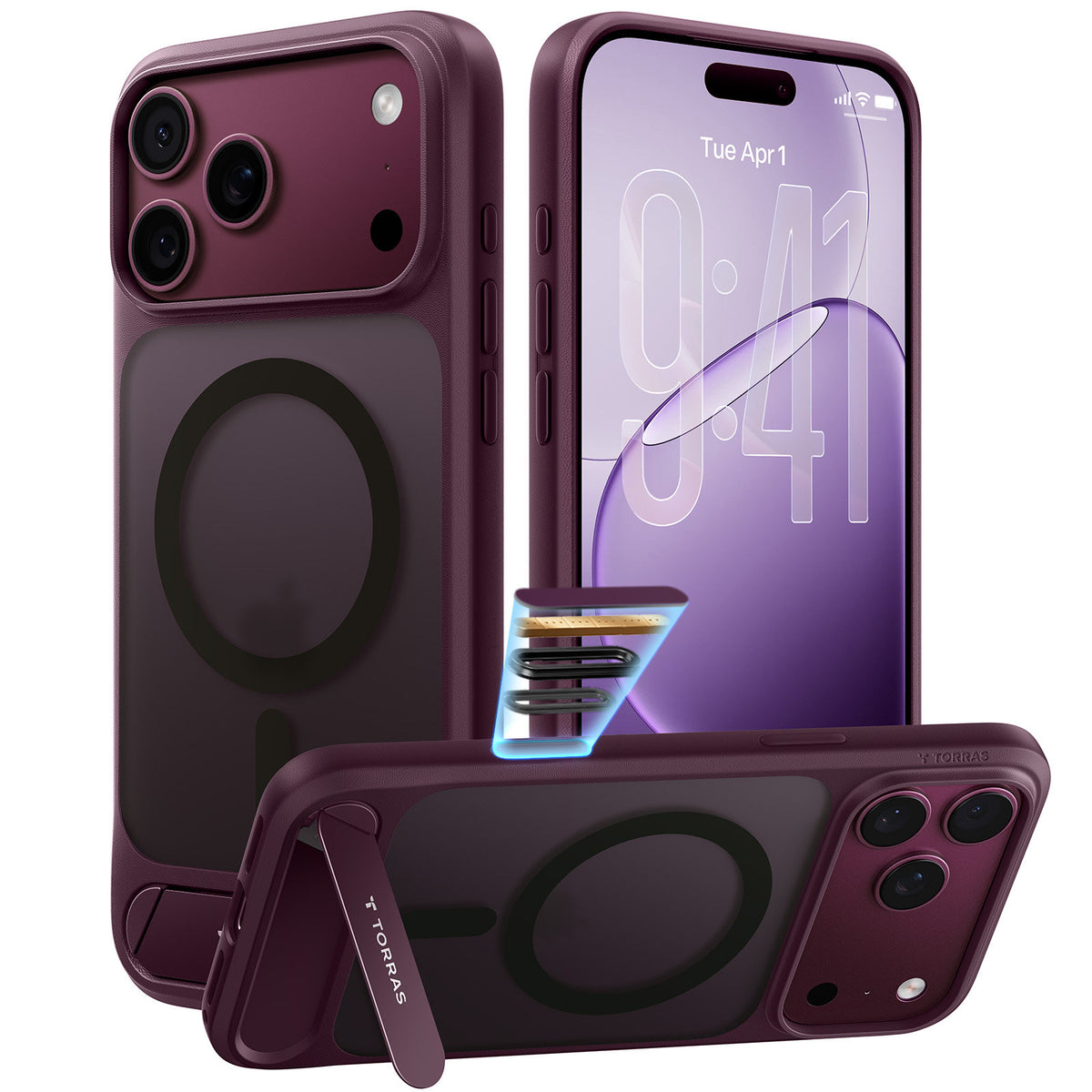 Torras iPhone 18 Pro Max Kuori Ostand L1 Violetti