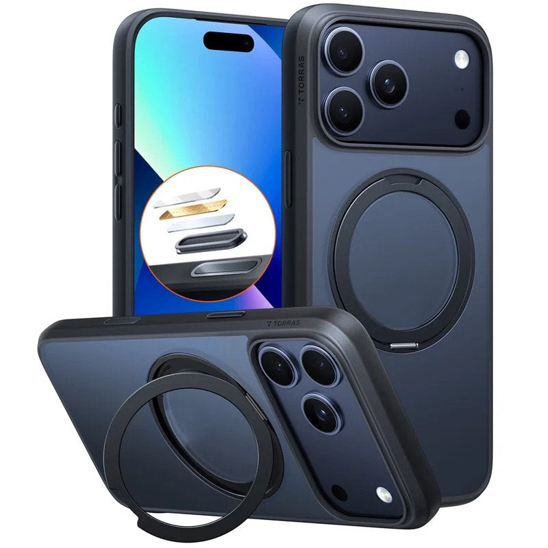 Torras iPhone 18 Pro Kuori Ostand O1 Guardian Musta