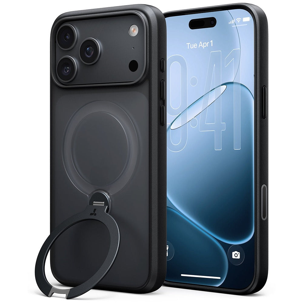 Torras iPhone 18 Pro Max Kuori Ostand Q3 Spin Obsidianmusta