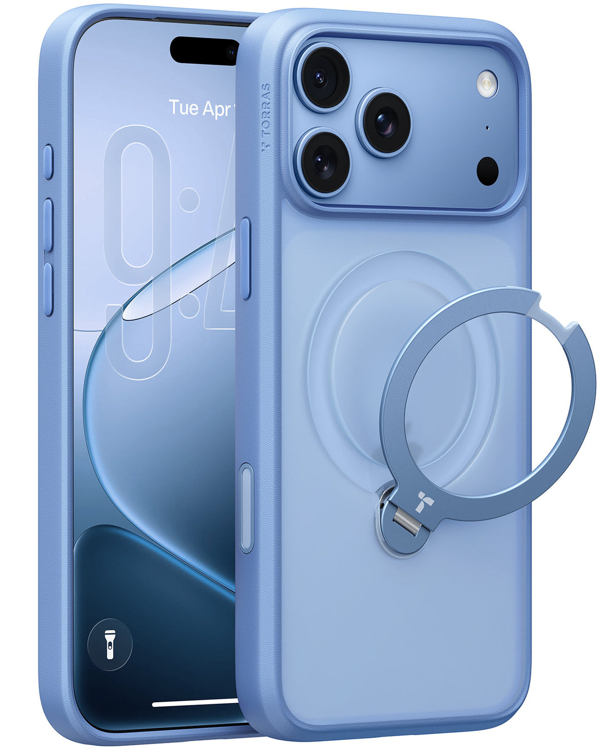 Torras iPhone 18 Pro Max Kuori Ostand Q3 Spin Horizon Blue