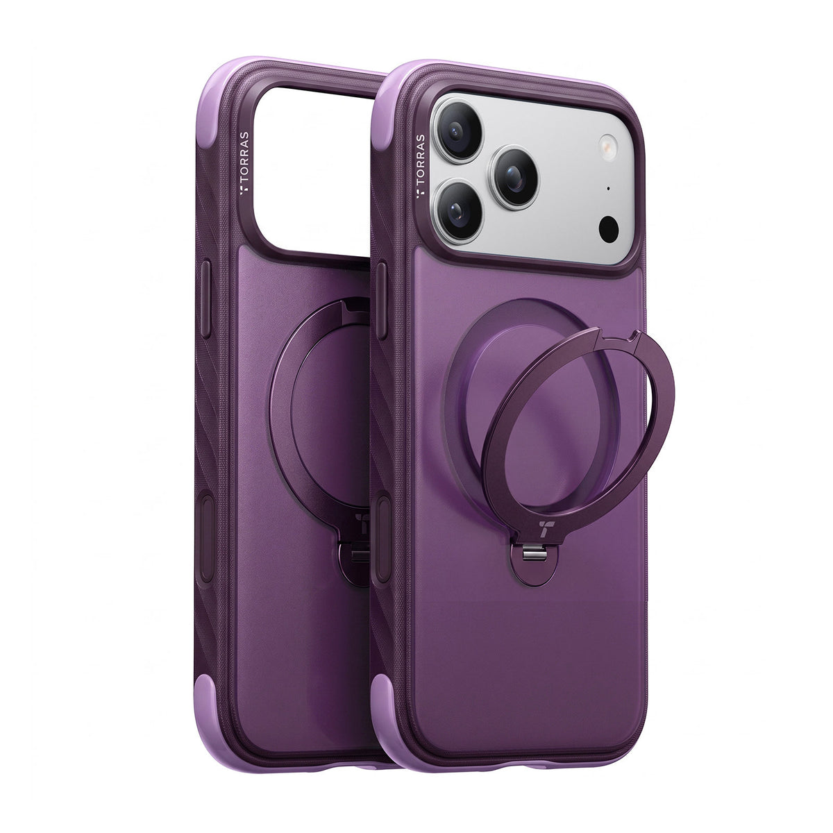 Torras iPhone 18 Pro Kuori Ostand Q3 Rugged Plum Purple