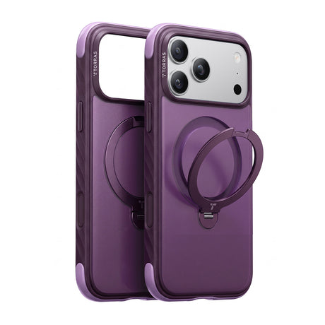 Torras iPhone 18 Pro Kuori Ostand Q3 Rugged Plum Purple