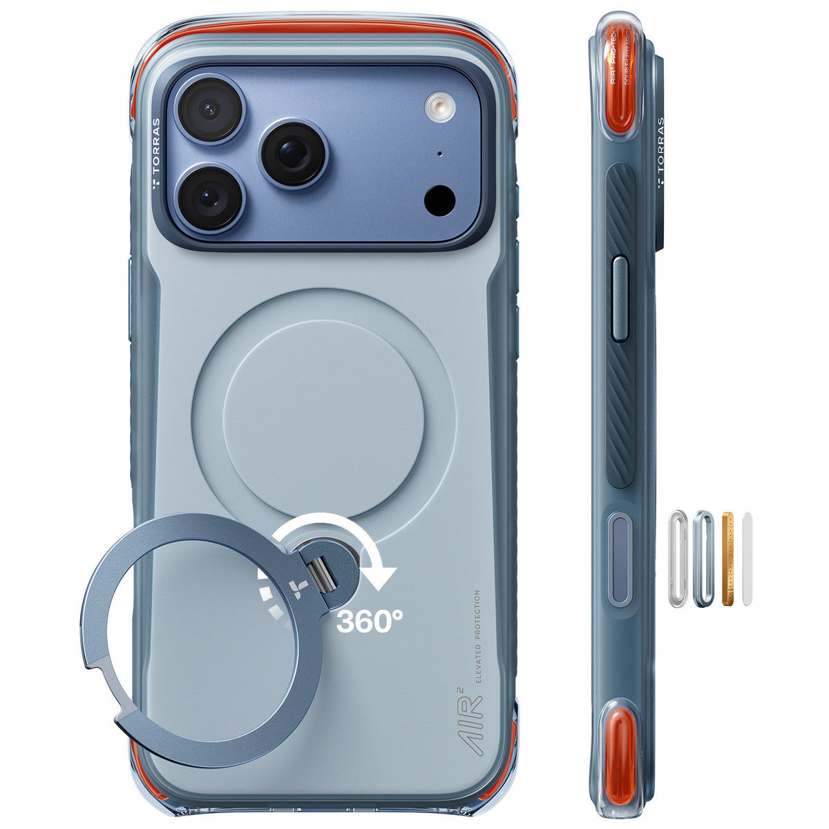 Torras iPhone 18 Pro Kuori Ostand Q3 Air Pro Polar Slate