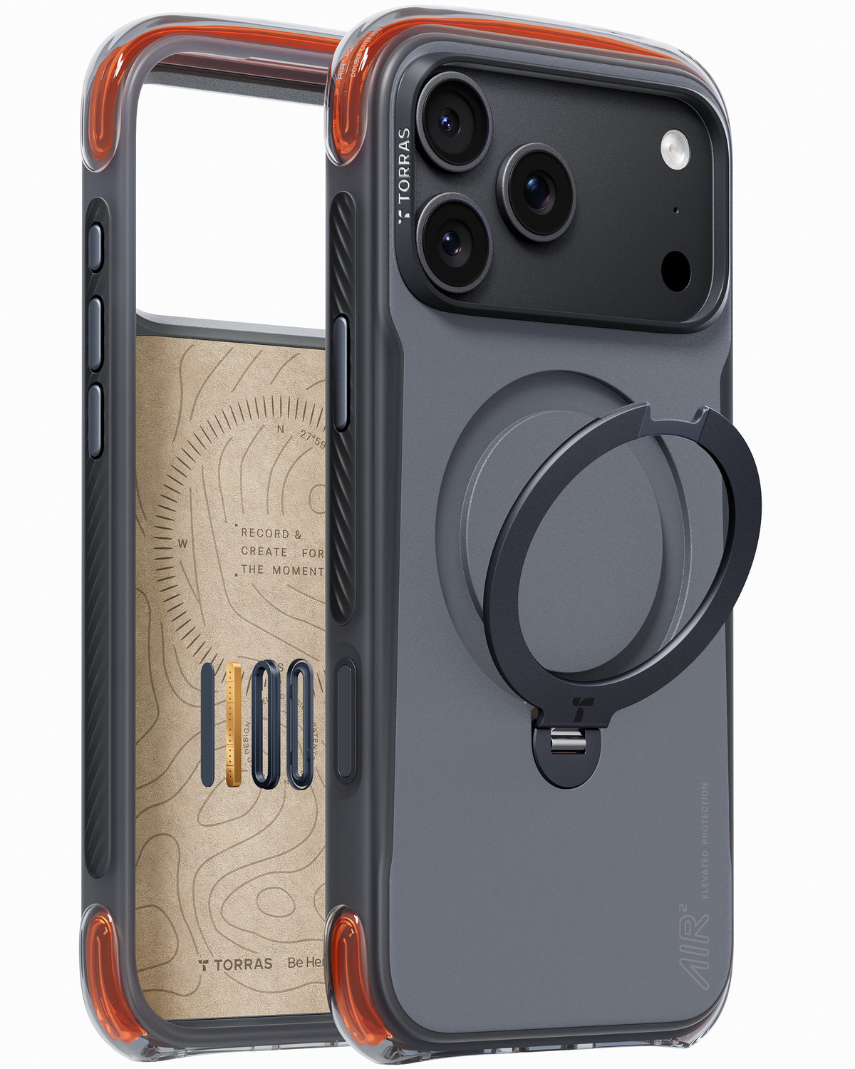 Torras iPhone 18 Pro Kuori Ostand Q3 Air Pro Obsidian Core