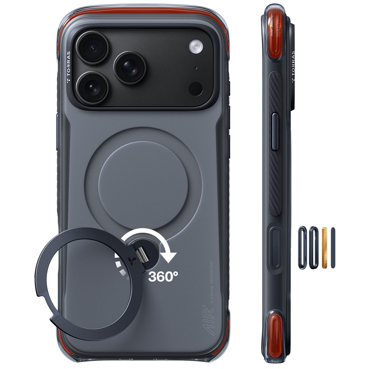 Torras iPhone 18 Pro Kuori Ostand Q3 Air Pro Obsidian Core