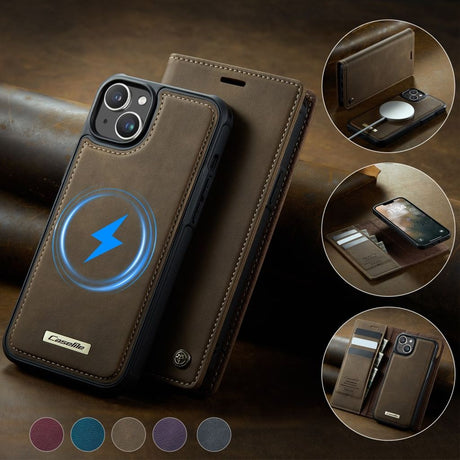 CaseMe iPhone 15 Kotelo C49 Series Ruskea