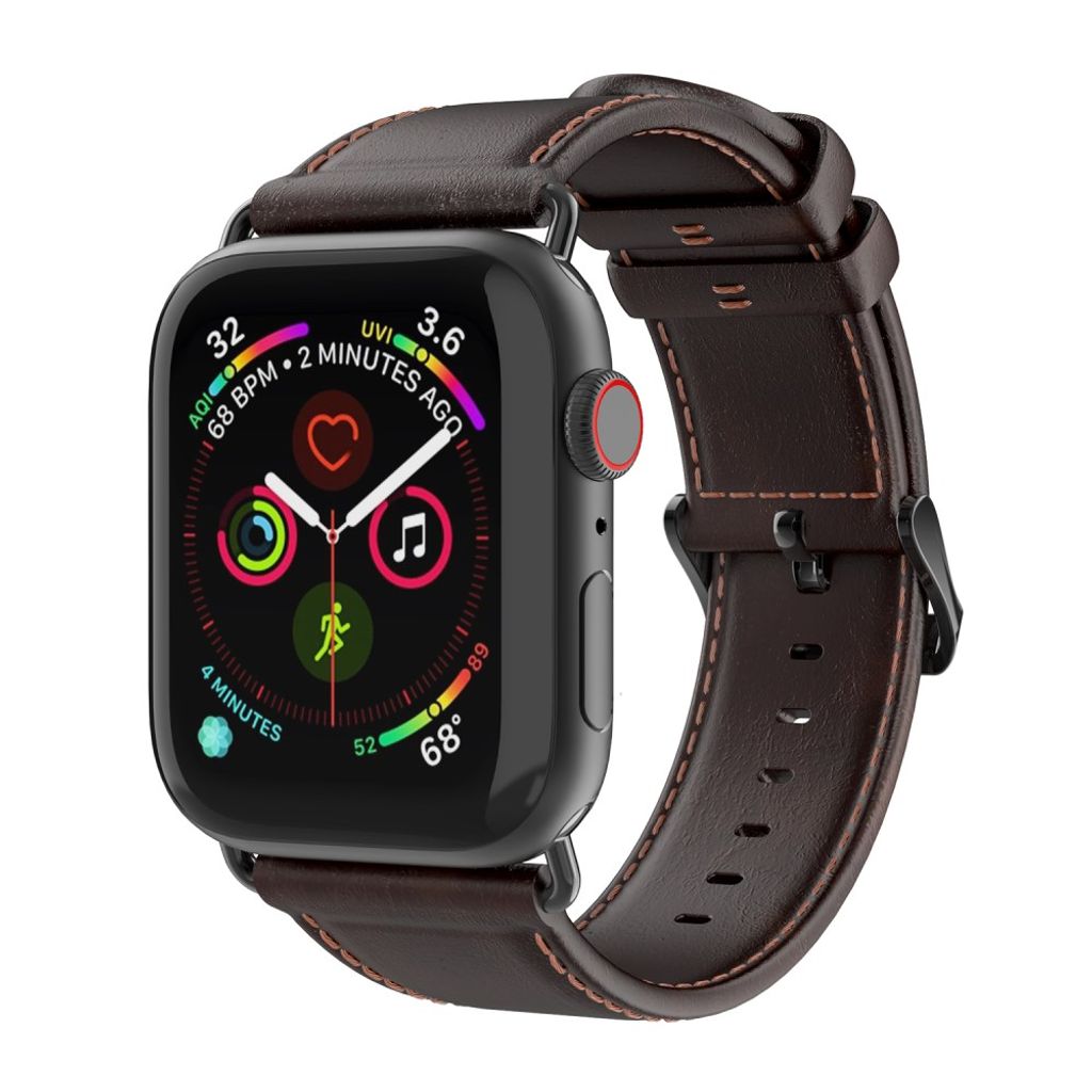 Dux Ducis Apple Watch 44/45/46mm/Ultra 49mm Ranneke Aito Nahka Tummanruskea