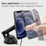 Spigen OneTap Magnetic Car Mount -kojelaudan langaton latausteline, musta
