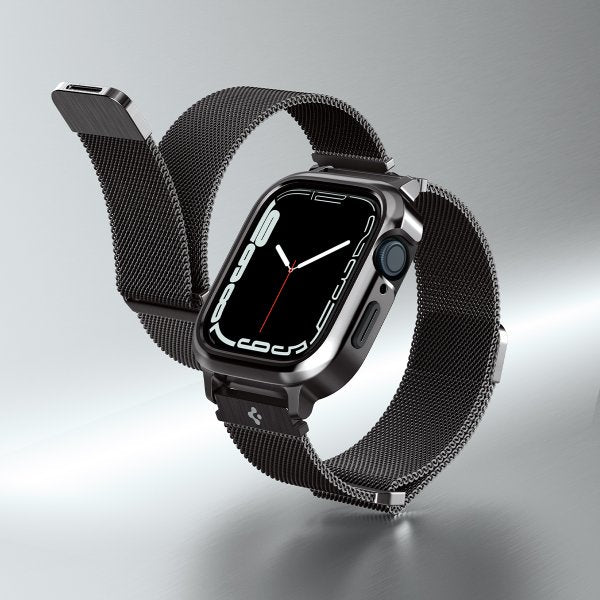 Spigen Apple Watch 45mm Kuori rannekkeella Metal Fit Pro Graphite