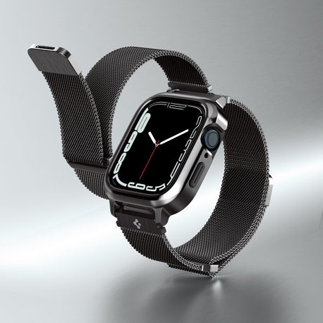 Spigen Apple Watch 45mm Kuori rannekkeella Metal Fit Pro Graphite
